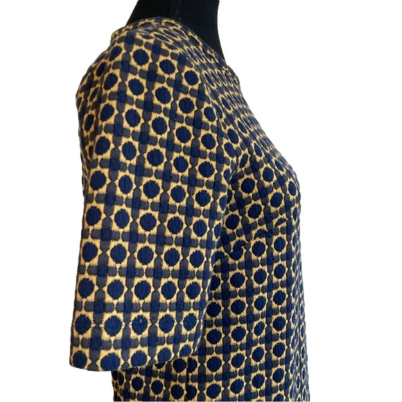 Ann Taylor Loft navy blue & orange geometric print quilted shift dress. Size XS - Picture 8 of 9
